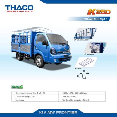 Xe tải KIA K250 Thùng Mui bạt 5 Bửng -AVAR XE TẢI KIA K250 THÙNG MUI BẠT 5 BỬNG | TẢI 1490 / 2490KG | ĐỜI 2026