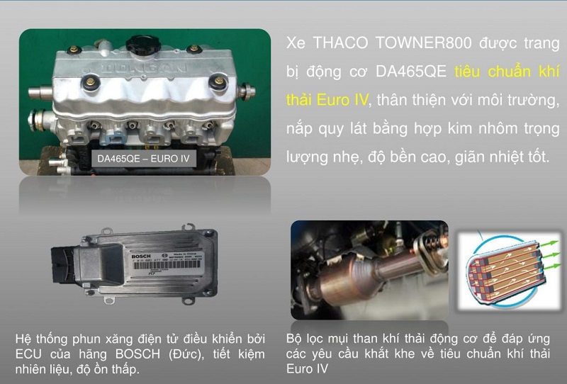 Đặc tính kĩ thuật xe tải thaco towner 800